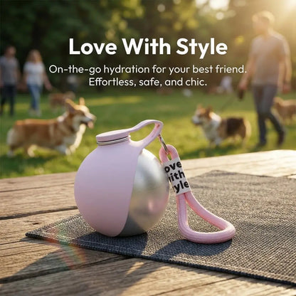 2-In-1 Portable Dog Water Bottle with Foldable Silicone Bowl, Bpa-Free Stainless Steel Pet Tumbler, Leak-Proof Travel Water Dispenser for Walking, Hiking & Road Trips(10Oz, Pink & Blue)