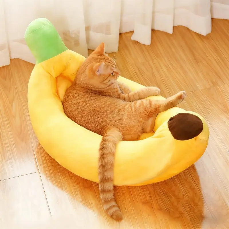 Banana Boat Pet Bed, Shaped Beds, Detachable and Washable, Suitable for Small/Medium Cats/Dogs, Kitten Bed, Universal Design, Comfortable and Soft, Secure Pet Bed