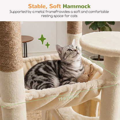 Globlazer 80'' Heavy-Duty Cat Tree - Space-Saving Corner Design with Dual Condos and Six Sisal Scratching Posts