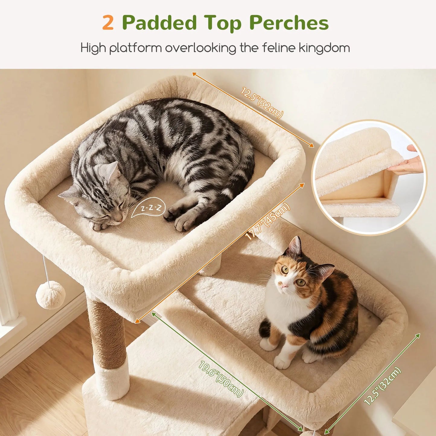 Globlazer 80'' Heavy-Duty Cat Tree - Space-Saving Corner Design with Dual Condos and Six Sisal Scratching Posts