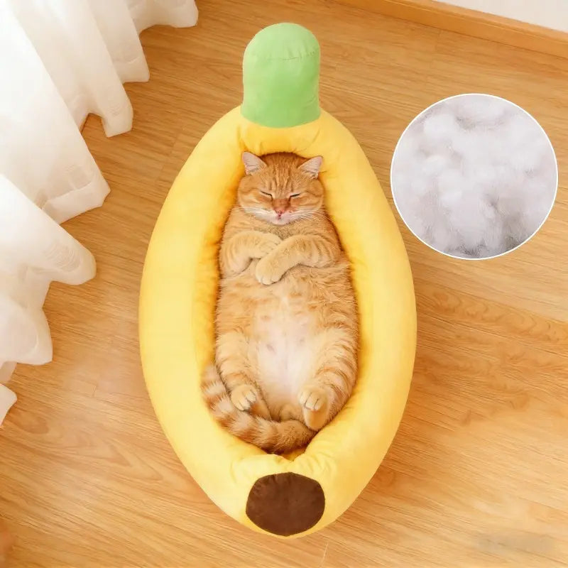 Banana Boat Pet Bed, Shaped Beds, Detachable and Washable, Suitable for Small/Medium Cats/Dogs, Kitten Bed, Universal Design, Comfortable and Soft, Secure Pet Bed